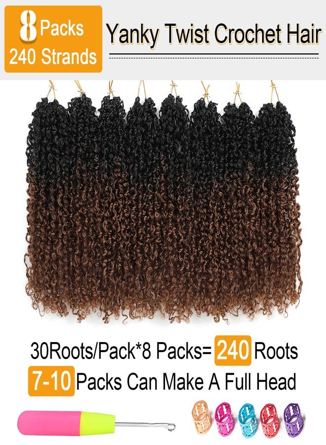 Aksice 12 Inch Yanky Twist Crochet Hair Pre-looped 8 Packs Ombre Brown Spring Twists Hair Senegalese Twist Crochet Hair with Curly Ends Synthetic Crochet Braids (1B/30#) - Image 4