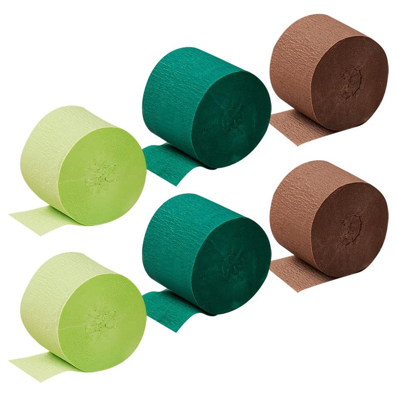 GSHLLO 6 Rolls 45cm x 25m Crepe Paper Streamers Jungle Theme Streamers Forest Birthday Party Streamers Spring Party Backdrop Streamers Multi Colored Paper Streamer Decorations