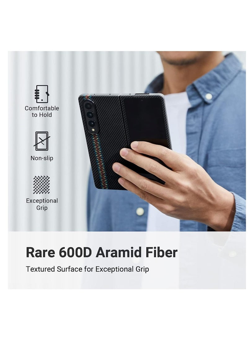 PITAKA - MagEZ Case Z Fold 4, Slim & Light Samsung Fold 4 Case with a Case-Less Touch Feeling, 600D Aramid Fiber Made [Fusion Weaving Air Case - Rhapsody] - Image 1