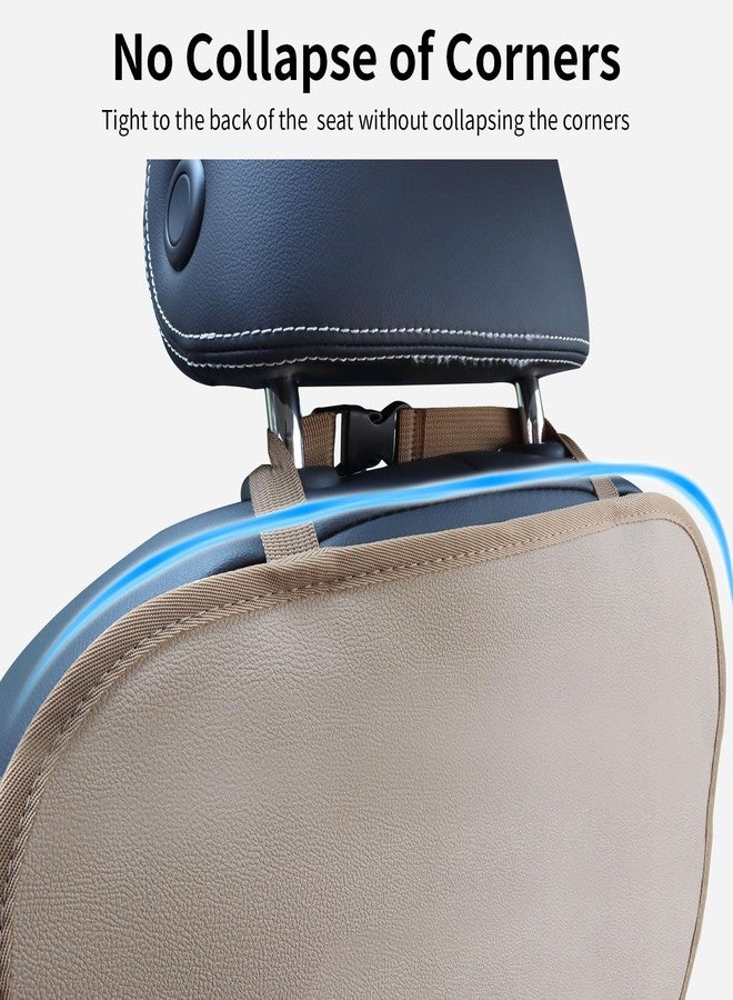 pefirst Kick Mat Back Seat Protector Waterproof Leather Car Seat Back Organizers Cover with 3 Storage Pockets for Kids Pets SUV Sedan Minivan Truck Car Travel Accessories (Beige 2-Pack) - Image 5