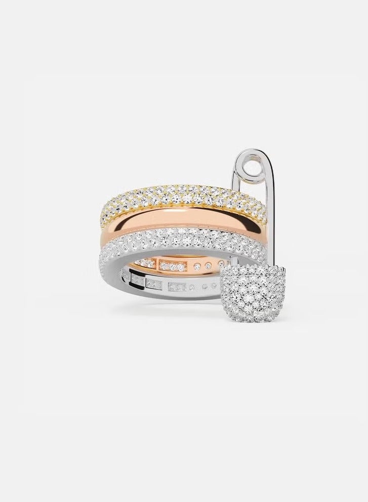 MONACO morse code Love, Smile, Bonheur three-layer ring pin ring - Image 1