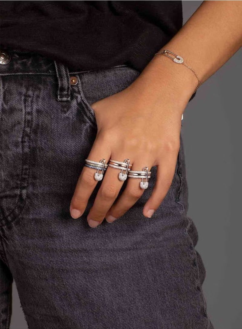 MONACO morse code Love, Smile, Bonheur three-layer ring pin ring - Image 3