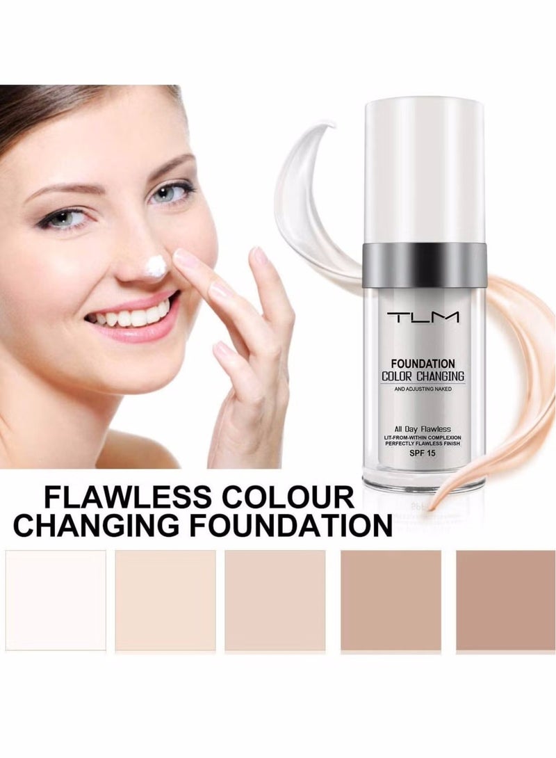 تي إل إم أساس TLM الذي يتغير لونه ليتناسب مع درجات البشرة المختلفة، قاعدة مكياج سائلة بلون طبيعي، خافي عيوب كامل التغطية من TLM. - Image 2