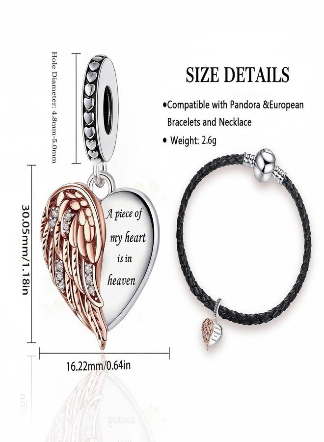 QeenseKc تعليقة متدلية على شكل قلب بأجنحة ملاك ثنائية اللون من كوينسك جارديان، قطعة من قلبي في السماء، متوافقة مع أساور باندورا النسائية - Image 4