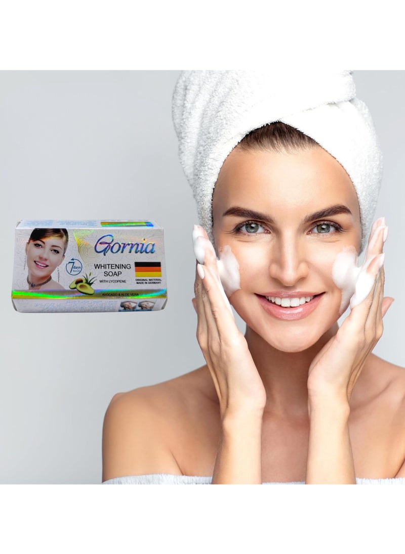 D Beauty - Gornia Whitening Soap with Lycopene, Face Whitening Soap Whitens and Nourishes Skin, Body Whitening Soap Vitamin B3 Avocado and Aloe Vera for Skin Renewal Body Soap, Face Lightening Soap 125grams - Image 1