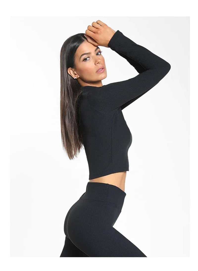 Koral Koral Luca Rib L/S Crop Top,  A6479R22-S-Blk