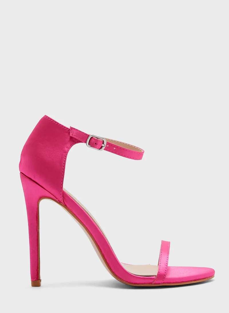 ELLA Ankle Strap Satin Heeled Sandal