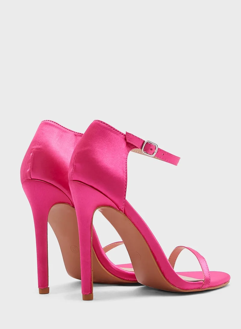 ELLA Ankle Strap Satin Heeled Sandal