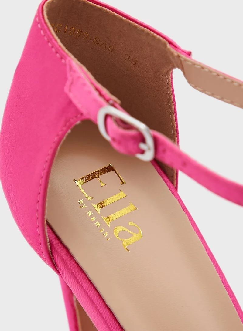 ELLA Ankle Strap Satin Heeled Sandal