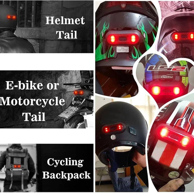 SWIUKPHE Rechargeable IPX6 Waterproof LED Helmet Brake Light – Universal Multi-Mode High Visibility Rear Warning Taillight for Bike Motorcycle Night - Image 3