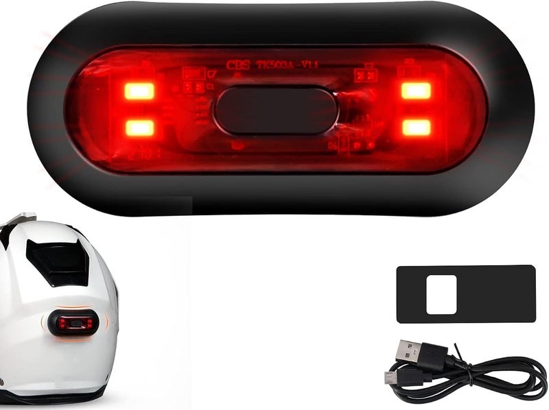SWIUKPHE Rechargeable IPX6 Waterproof LED Helmet Brake Light – Universal Multi-Mode High Visibility Rear Warning Taillight for Bike Motorcycle Night - Image 1
