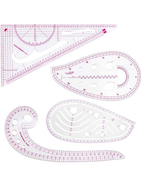 Sewing Ruler Set, French Curve Metric Ruler Beveled Transparent Ruler, French Curve Pattern Making Ruler Set for Beginner Tailor Designers, Measuring Sewing Tool Set