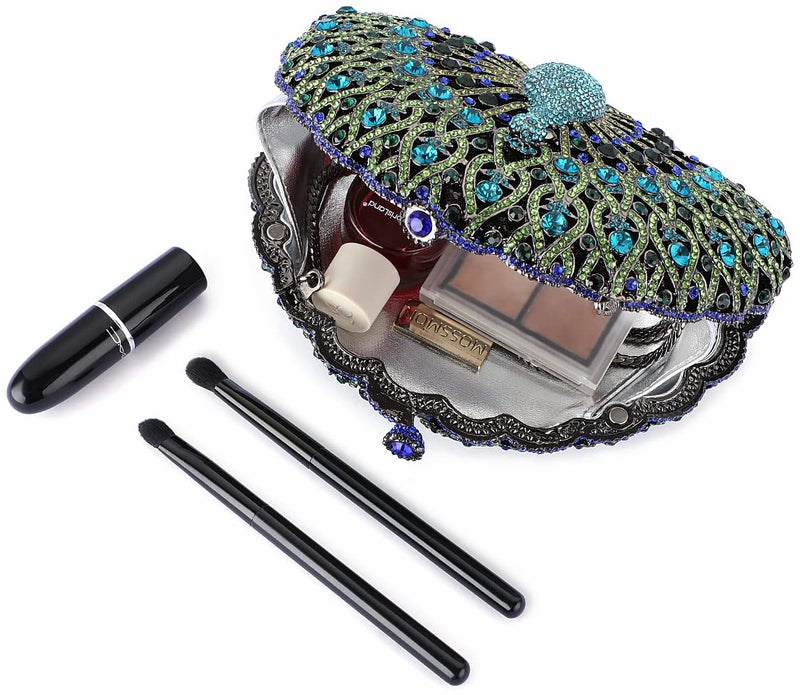 MOSSMON Peacock Luxury Rhinestone Crystal Evening Clutch Bag Sparkly Bride Wedding Party Purses for Women - Image 2