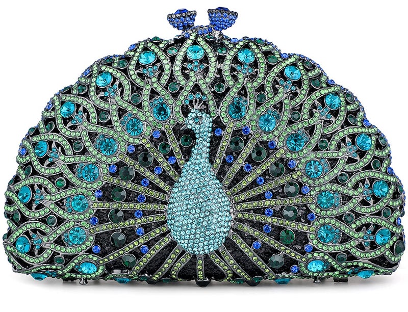 MOSSMON Peacock Luxury Rhinestone Crystal Evening Clutch Bag Sparkly Bride Wedding Party Purses for Women - Image 1