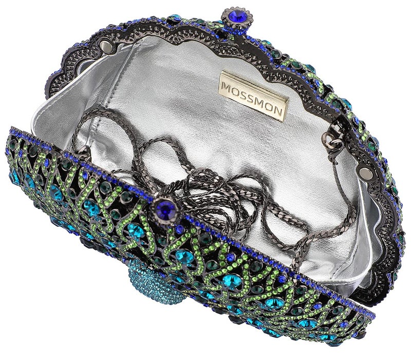 MOSSMON Peacock Luxury Rhinestone Crystal Evening Clutch Bag Sparkly Bride Wedding Party Purses for Women - Image 3
