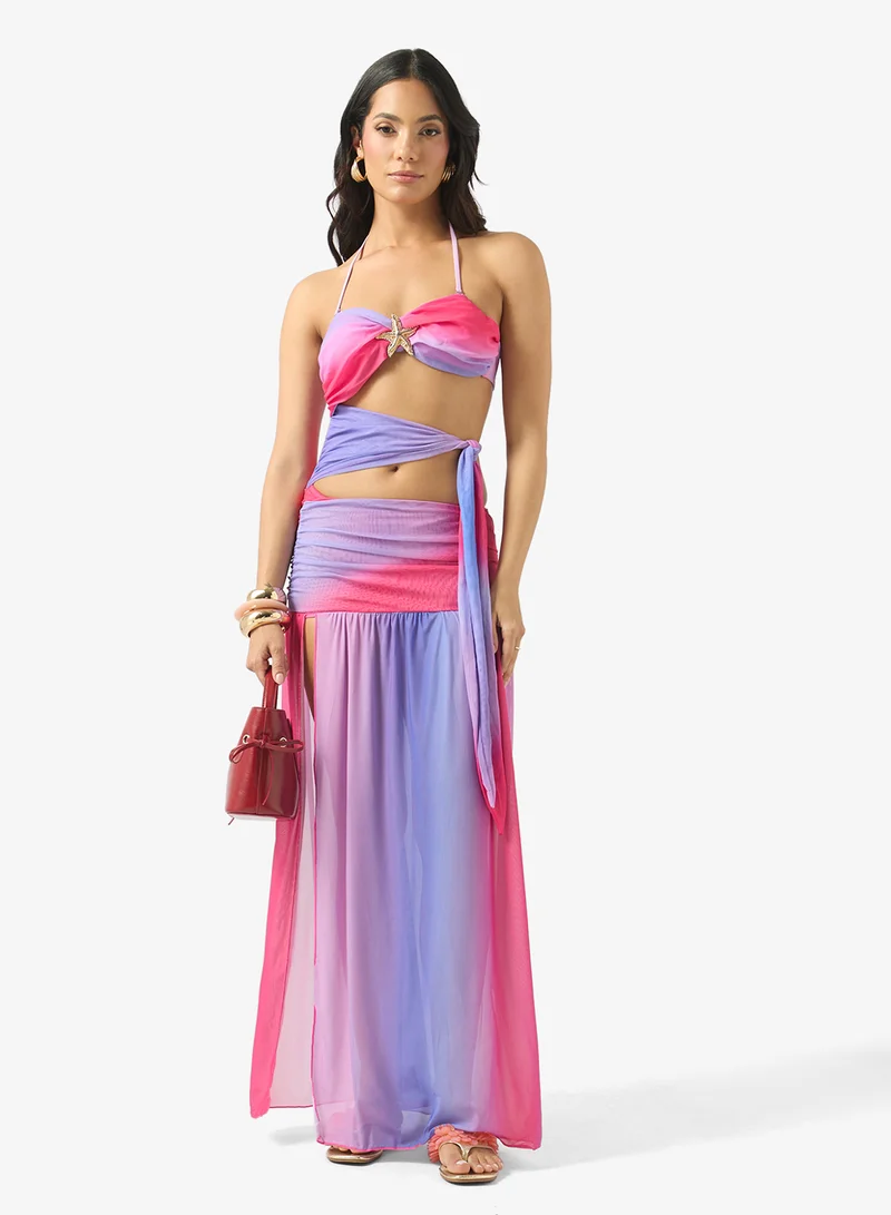 Soleira  Ombre Tie Up Swimsuit With Skirt for Women | Best Price UAE