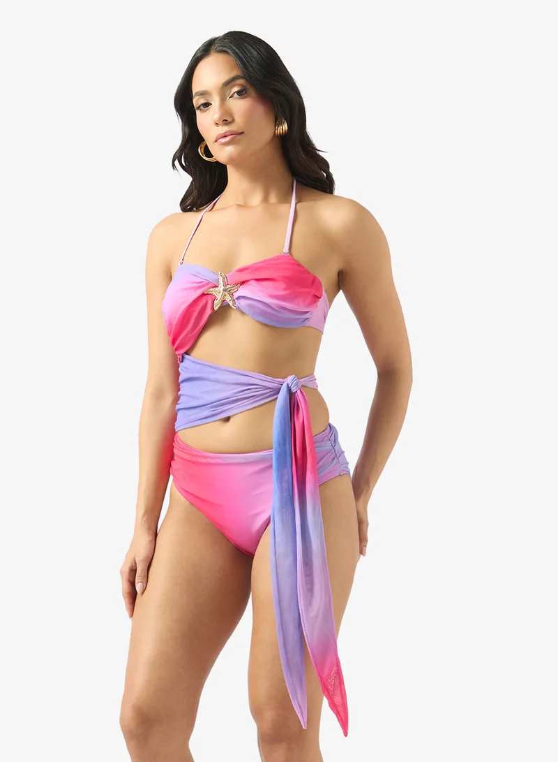 Soleira  Ombre Tie Up Swimsuit With Skirt for Women | Best Price UAE