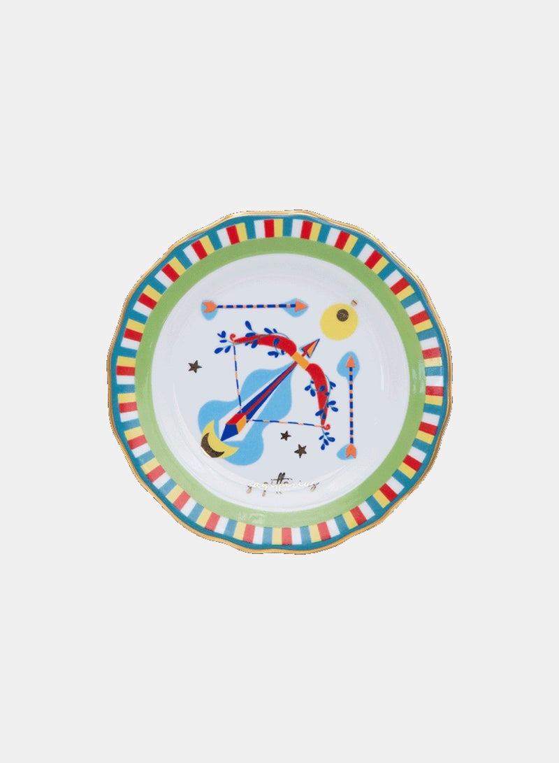 Baci milano Porcelain Decorative Plate 6.3 Inches (16 cm) – Design with Sagittarius Accent – Round Jewellery Tray for Table or Wall – Home Decor & Gifts for Women - Image 1