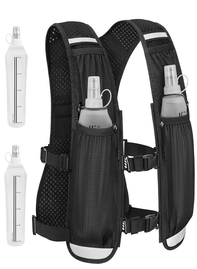NOOLA Running Vest for Women Men, Lightweight Hydration Vest with Dual 500ML Soft Flasks, Water Backpack Hydration Pack, Adjustable Running Tail Chest Bag for Hiking Race Marathon Cycling, Black - Image 1