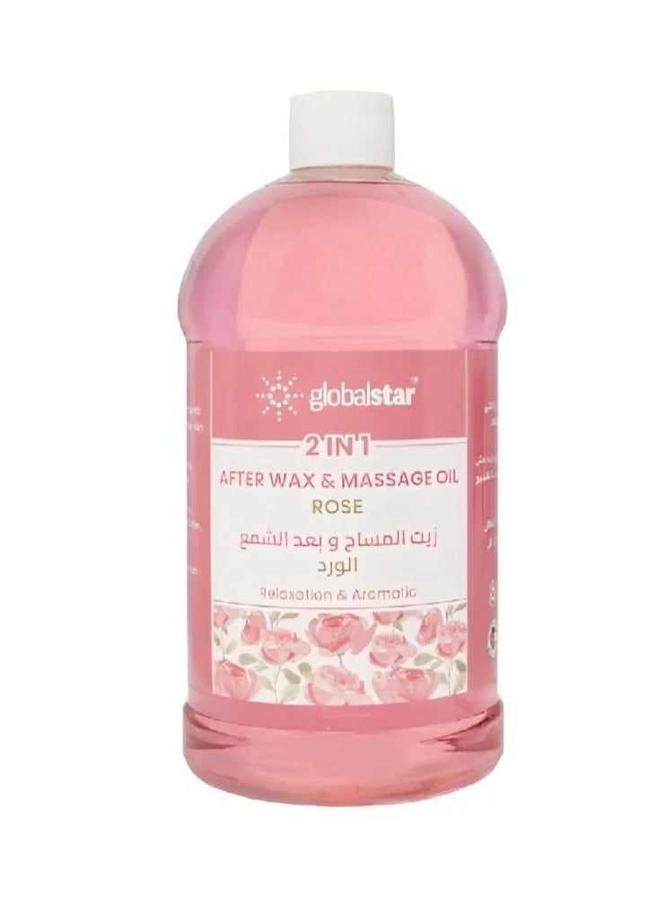 Global Star 2-in-1 After Wax & Massage Oil with Rose Scent, 1000ml - Image 1