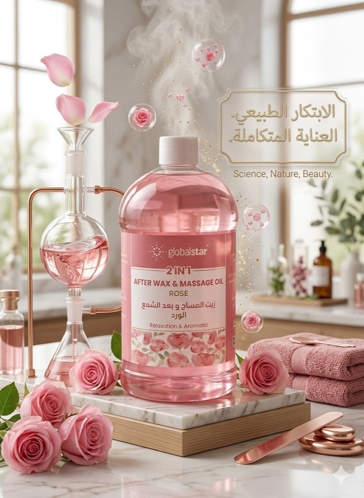 Global Star 2-in-1 After Wax & Massage Oil with Rose Scent, 1000ml - Image 3