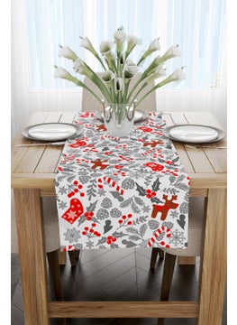 Cango Home Red Gray Christmas Themed Digital Printed Runner CGH918-RN  - Image 1