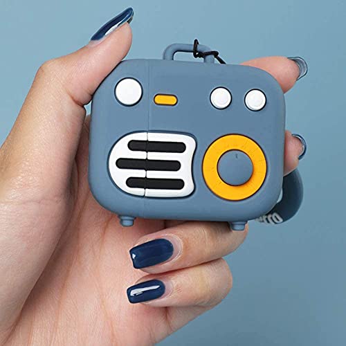 EMOH ROCED Apple Airpods Case Cover for 1St&2Nd Generation Protective Shock Proof Case Cover Compatible with Airpods 2&1 with Keychain (Retro) Blue - Image 3