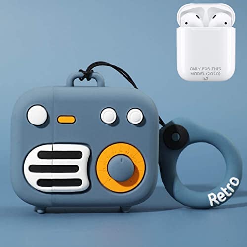 EMOH ROCED Apple Airpods Case Cover for 1St&2Nd Generation Protective Shock Proof Case Cover Compatible with Airpods 2&1 with Keychain (Retro) Blue - Image 1