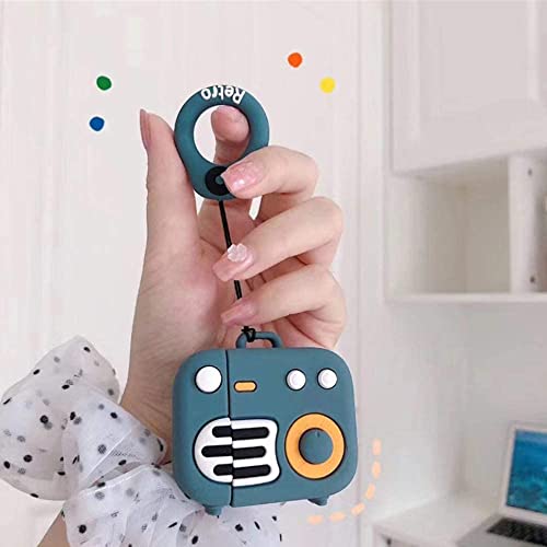 EMOH ROCED Apple Airpods Case Cover for 1St&2Nd Generation Protective Shock Proof Case Cover Compatible with Airpods 2&1 with Keychain (Retro) Blue - Image 4