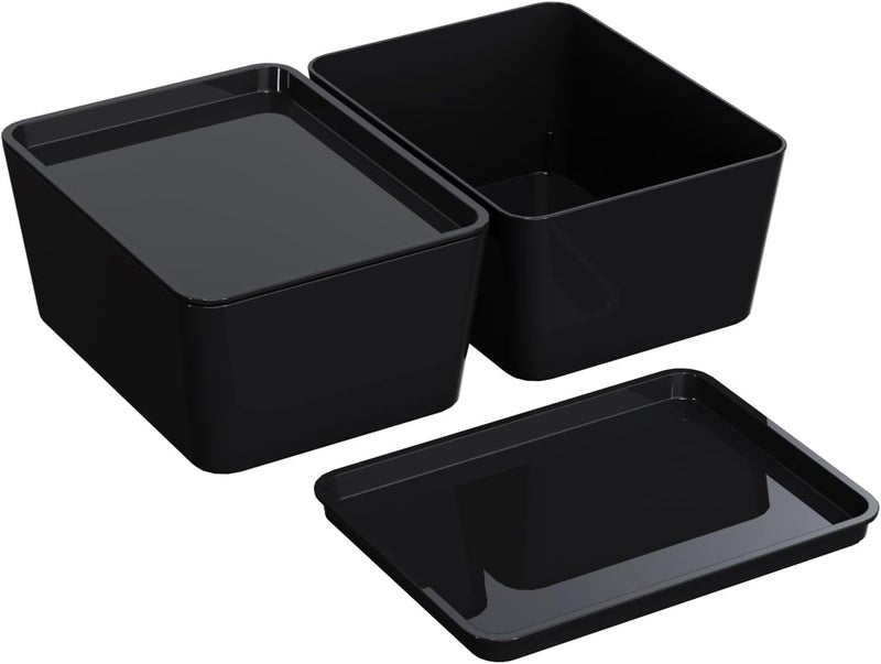 CHANCETSUI Storage Bins With Lids Plastic Containers: Multipurpose Stackable Storage Container Bins With Lid For Home And Office Organization, Small Storage Bin, 2 Pcs 5x7 Storage Container, Black - Image 1