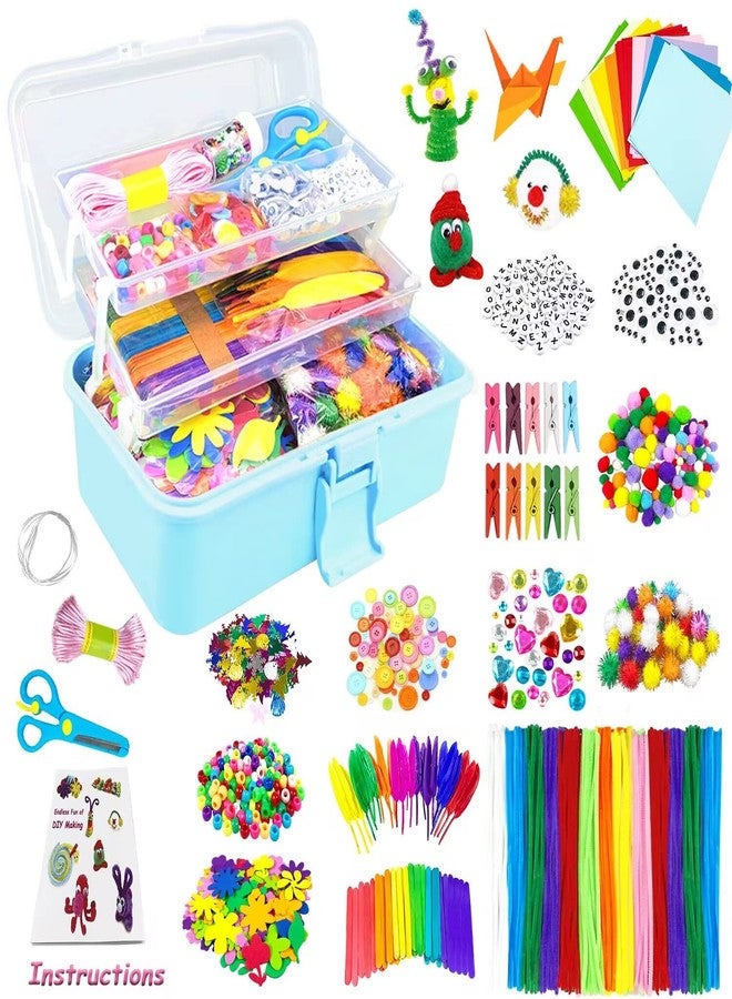 VLUSSO Arts and Crafts Supplies for Kids DIY Craft Kits Art Supplies Materials Kids Crafts Set with Pipe Cleaners Craft Box Preschool Homeschool Toys Gift for Boys and Girls Age 4 5 6 7 8 - Image 1