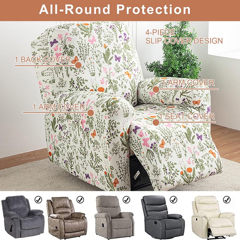 Eco-Ancheng Recliner Chair Covers 4-Pieces Recliner Covers for Recliner Chair Stretch 1 Seat Reclining Chair Cover Washable Lazyboy Recliner Covers Furniture Protector for Living Room - Image 3