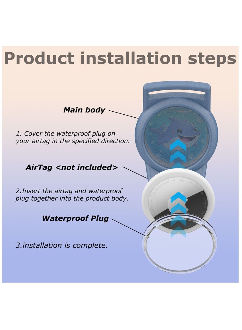 LAIAOCISI Children's Adjustable AirTag GPS Tracker Protective Bracelet Waterproof Case Cover Cute Cartoon Full Coverage Anti-Lost Airtag Holder Healthy Nylon Wristband Accessories for Kids(Dolphin) - Image 4