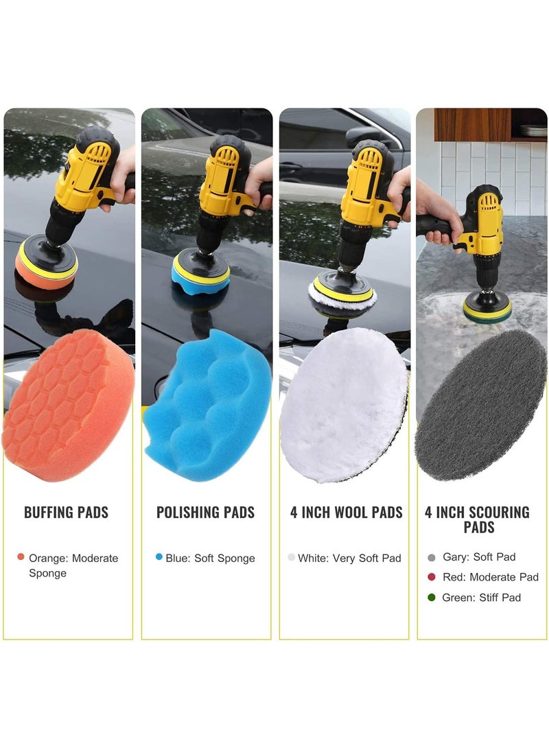 Relex 23 PCS Drill Brush Attachment Set for Cleaning, Power Scrubber Brush Pad Sponge Kit with Extend Attachment for Bathroom Car Grout Carpet Floor Tub Shower Tile Corners and Kitchen - Image 3