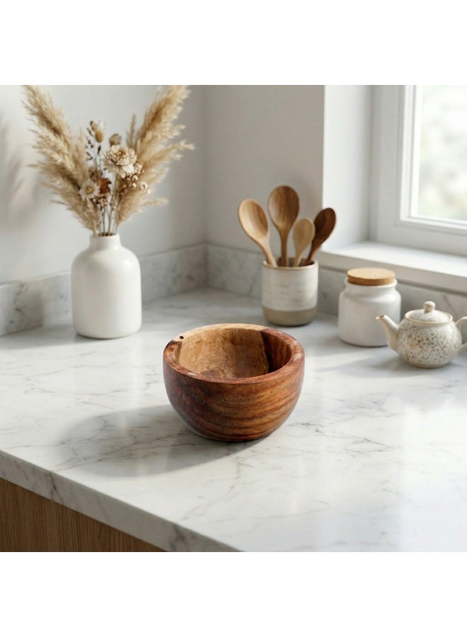 Home Pro Premium 10 cm Natural Wood Mini Bowl / Handcrafted Eco-Friendly Wooden Serving Bowl for Nuts, Seeds, Fruits, and Dips - Image 3