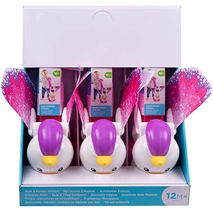 GCV72 PUSH & FLUTTER UNICORN, PINK PUSH TOY FOR BABY, MULTICOLOURED - Image 4