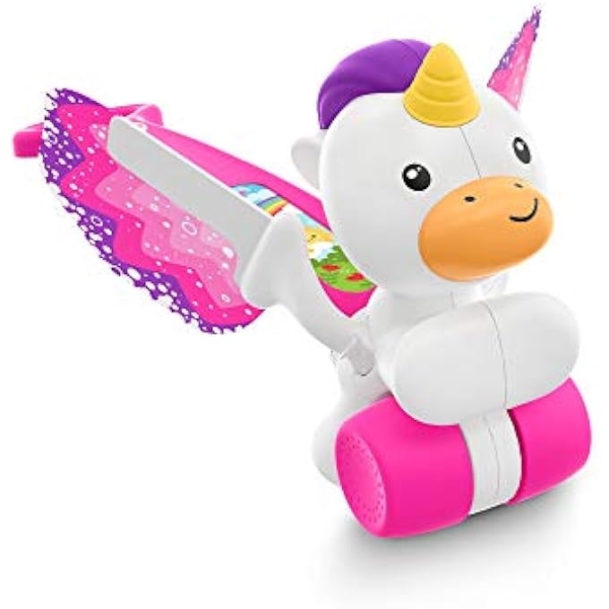 GCV72 PUSH & FLUTTER UNICORN, PINK PUSH TOY FOR BABY, MULTICOLOURED - Image 1