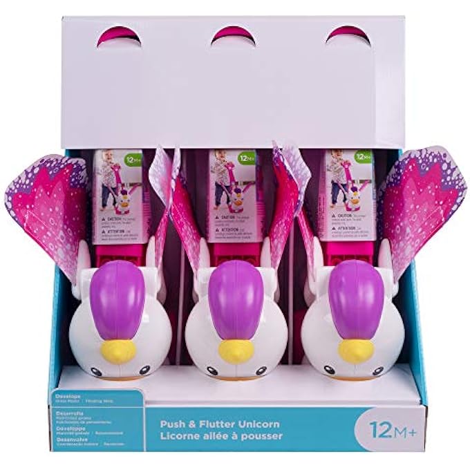 GCV72 PUSH & FLUTTER UNICORN, PINK PUSH TOY FOR BABY, MULTICOLOURED - Image 5
