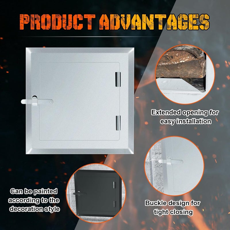 Yaocom 1 Pack 8" x 8" Steel Clean Out Door, Fireplace Chimney Cleanout Door for Indoor Outdoor Wall Chimney (Sliver) - Image 3