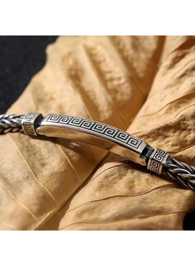 Men's Vintage Braided Bracelet, Buckle Clasp, Handmade Wristband, 18/20/22CM, Eid Gift - Image 2