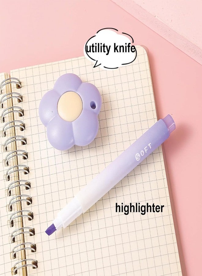 Brille Bee 7 Piece Cute Stationery Kit, Complete School and Office Supplies Set for Students, (Purple) - Image 3