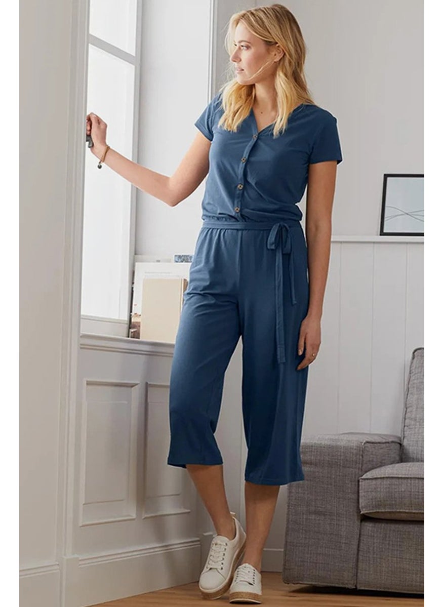Women Plain Short Sleeve Jumpsuit, Navy - pzsku/Z3ADA105DB719CADB08A4Z/45/_/1724351084/d1779ee5-ecf6-4f4e-b7d2-75602ce6695f