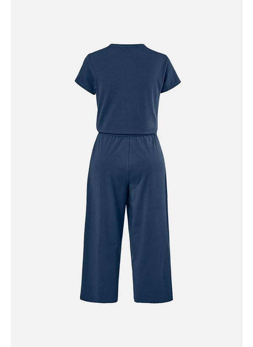Women Plain Short Sleeve Jumpsuit, Navy - pzsku/Z3ADA105DB719CADB08A4Z/45/_/1739715360/4bf4baeb-0d82-46dc-8881-bc3d83ecc589