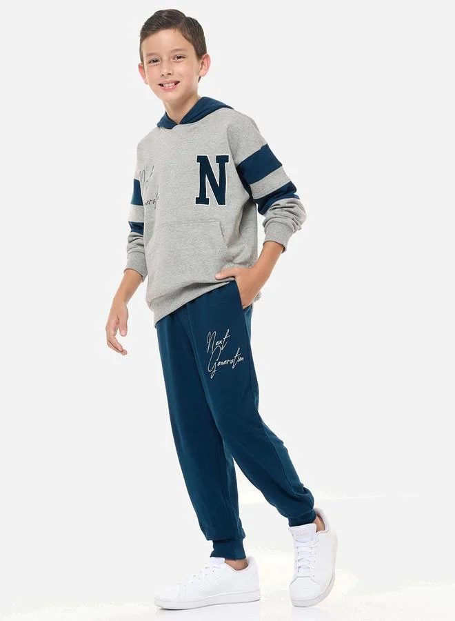 victor and jane Slogan Print Regular Fit Hoodie and Joggers Set by Styli