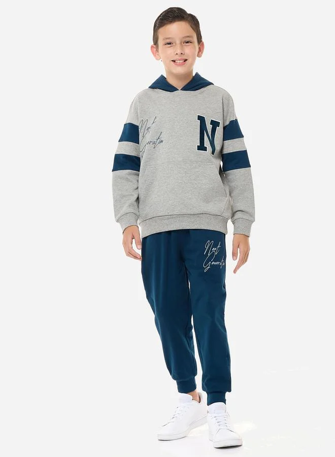victor and jane Slogan Print Regular Fit Hoodie and Joggers Set by Styli