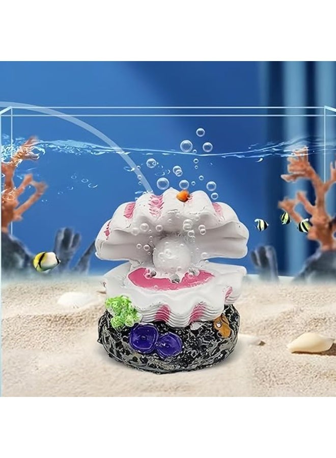 Huangxin WishLotus Mini Scallop Aquarium Bubbler Decorations, Resin Fish Tank Decorations with Bubble Stone (Scallop) - Image 1