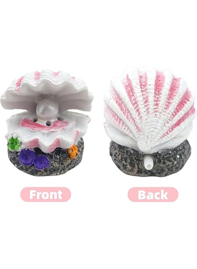 Huangxin WishLotus Mini Scallop Aquarium Bubbler Decorations, Resin Fish Tank Decorations with Bubble Stone (Scallop) - Image 3
