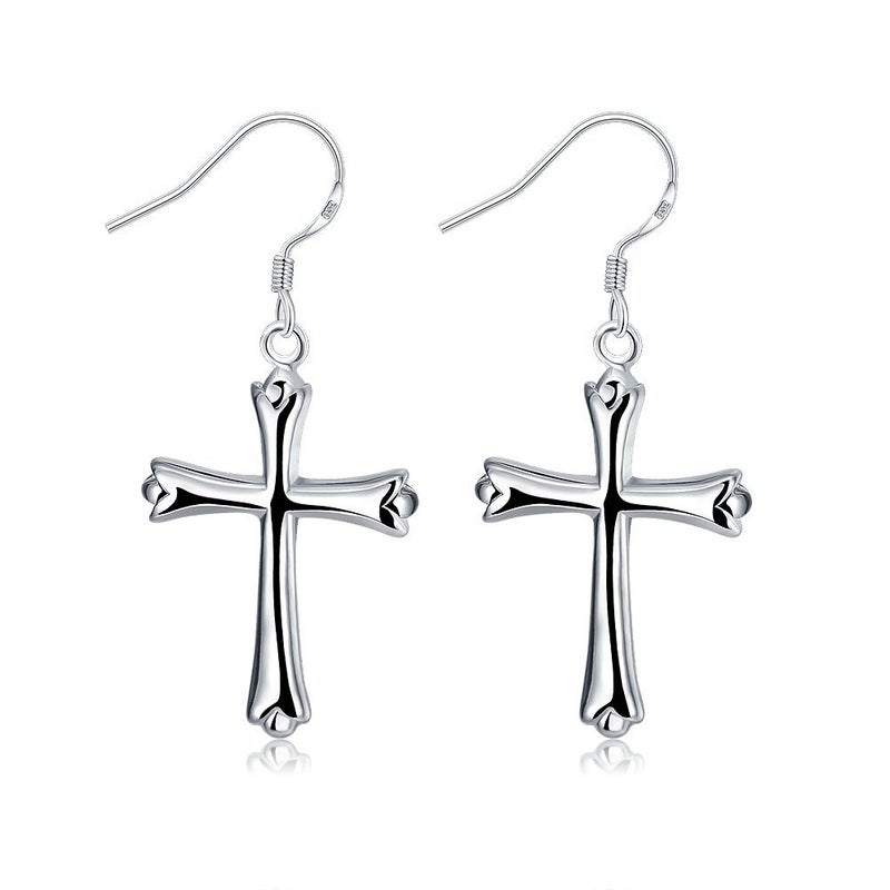 AMBESTEE Cross Drop Dangle Earrings Sterling Silver Plated Fashion Earring Dangles for Women - Image 1