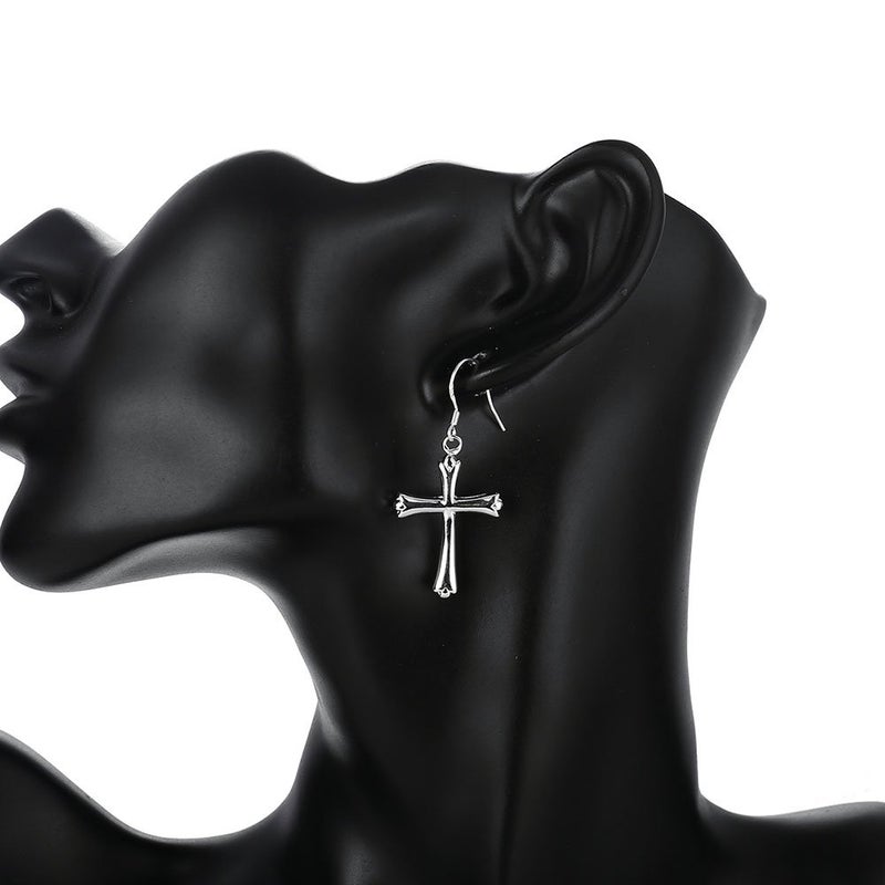 AMBESTEE Cross Drop Dangle Earrings Sterling Silver Plated Fashion Earring Dangles for Women - Image 3