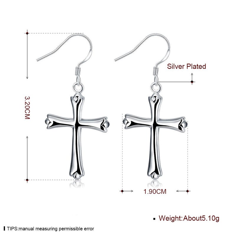 AMBESTEE Cross Drop Dangle Earrings Sterling Silver Plated Fashion Earring Dangles for Women - Image 2